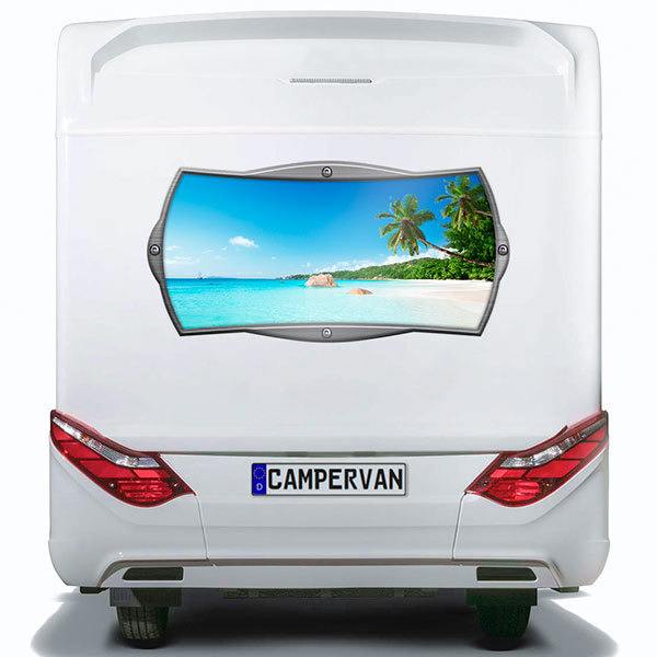Stickers camping-car: Cadre rectangulaire plage des Caraïbes