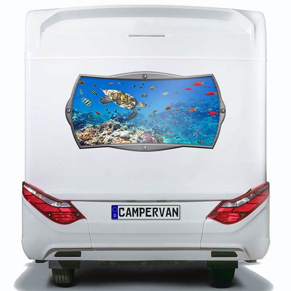 Stickers camping-car: Cadre rectangulaire fond de la mer