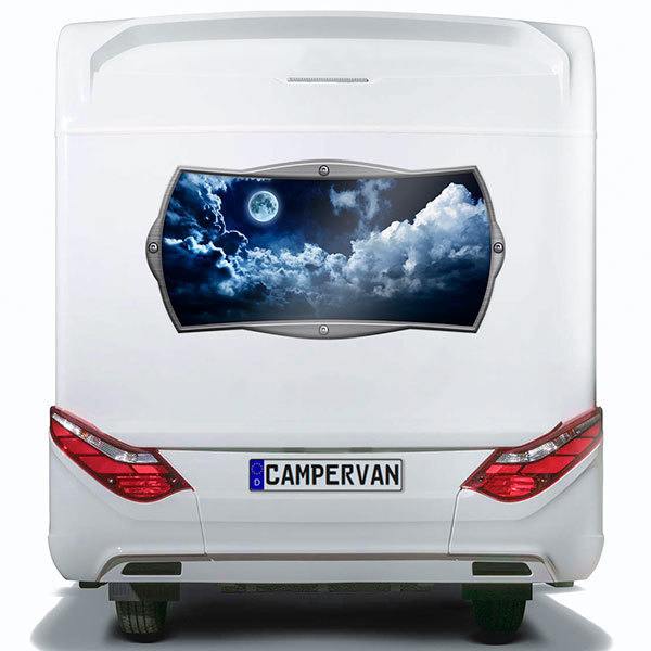 Autocollants: Cadre rectangulaire lune entre les ténèbres