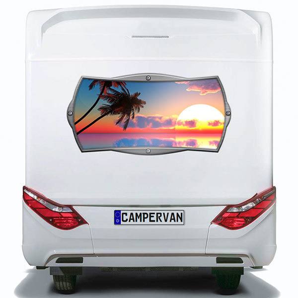Stickers camping-car: Cadre rectangulaire Lever de soleil des Caraïbes
