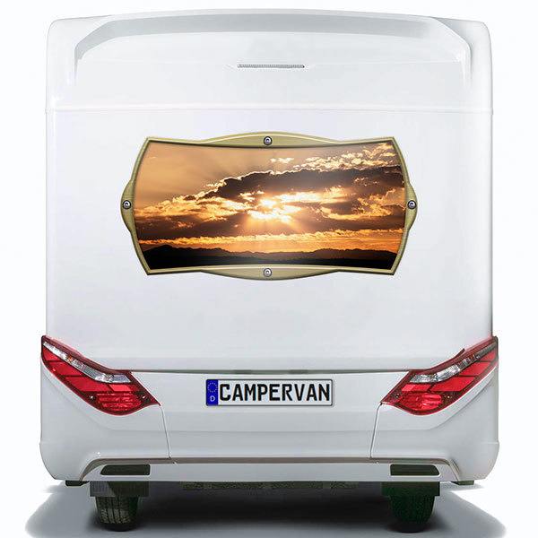 Stickers camping-car: Cadre rectangulaire coucher de soleil parmi les nu