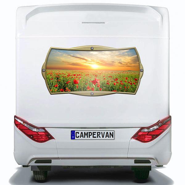 Autocollants: Cadre rectangulaire champ de pavot