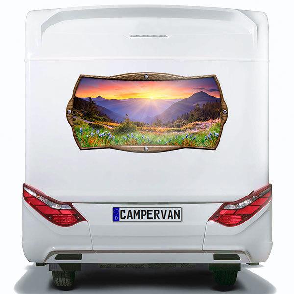 Autocollants: Cadre rectangulaire lever du soleil sur montagne