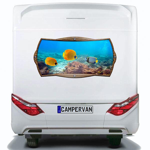 Autocollants: Cadre rectangulaire poissons marins