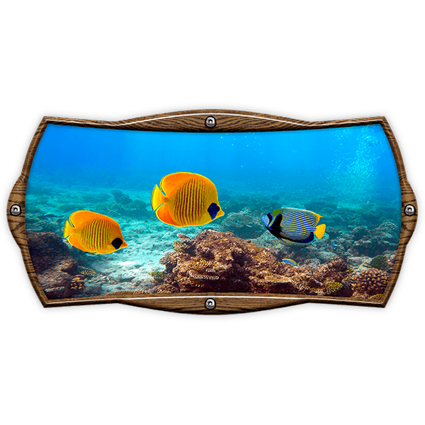 Autocollants: Cadre rectangulaire poissons marins