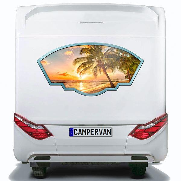 Stickers camping-car: Cadre artistique lever du soleil sur la plage