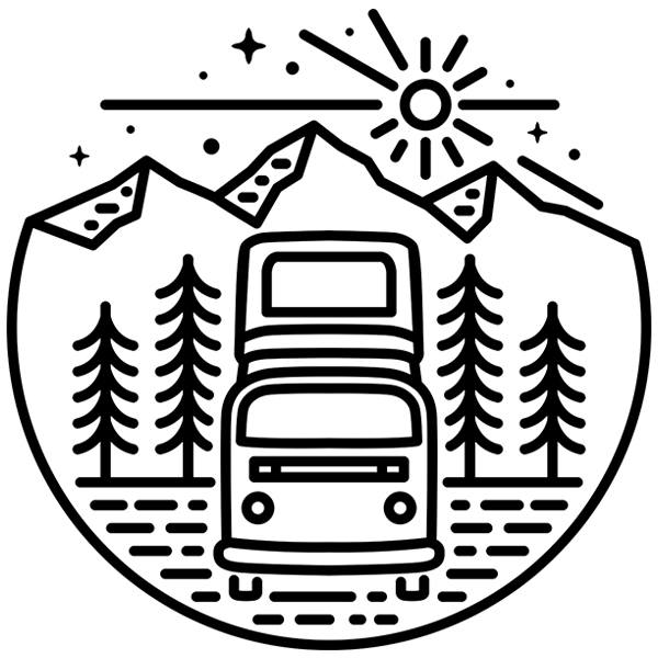 Stickers camping-car: Caravane à la montagne