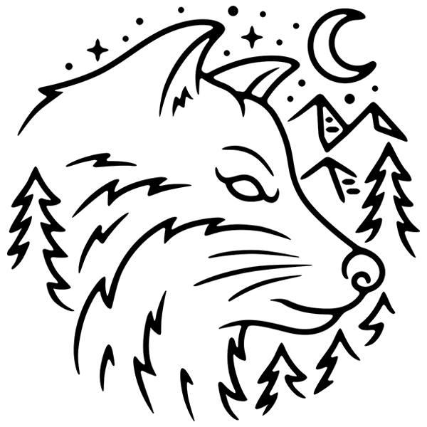 Stickers camping-car: Loup dans la nuit