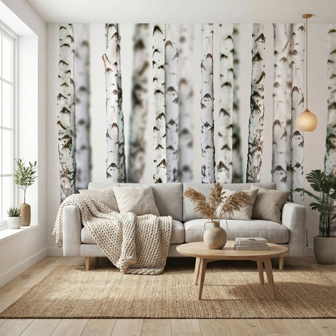 Poster mural de bouleaux dans un salon