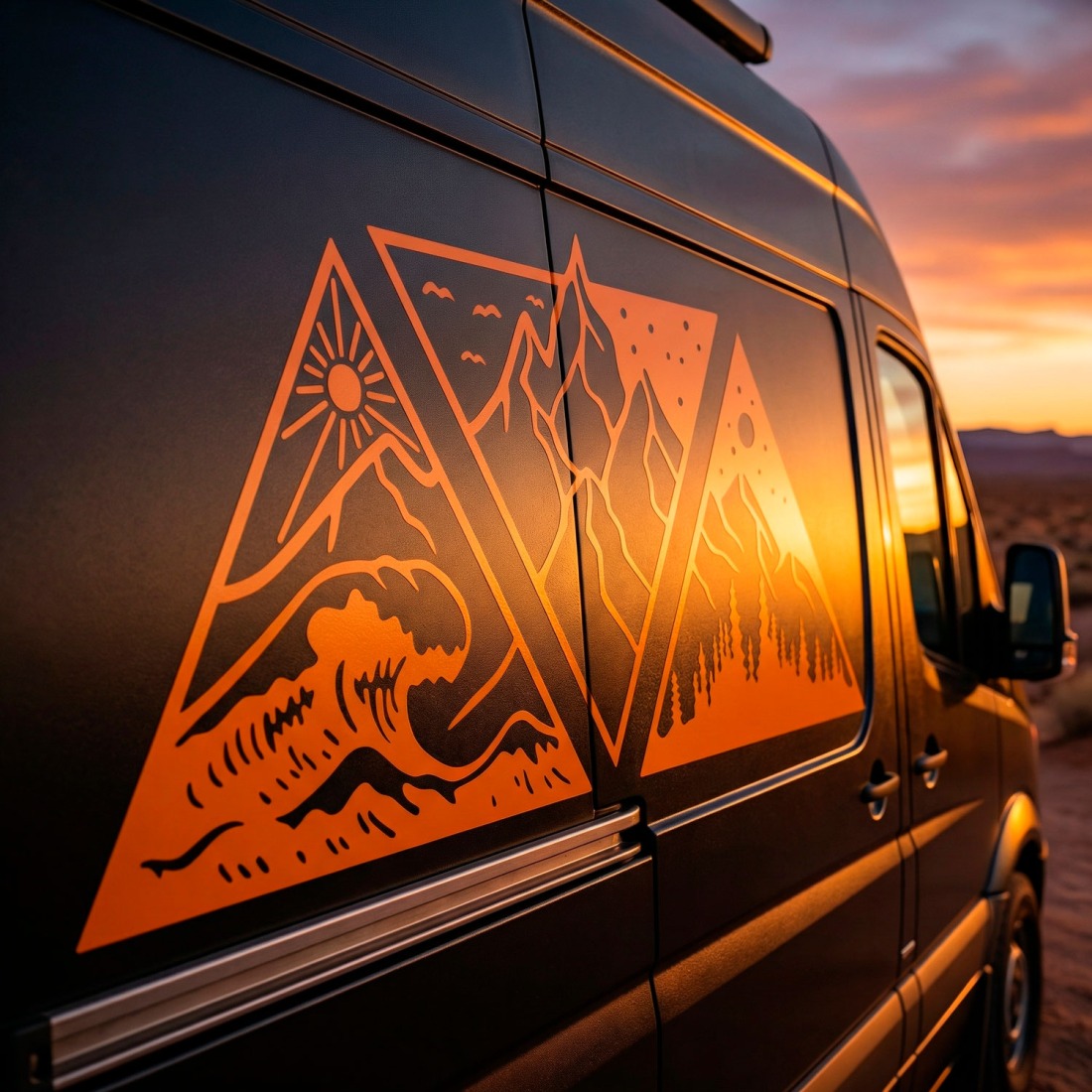 Camping-car décoré avec des stickers personnalisés
