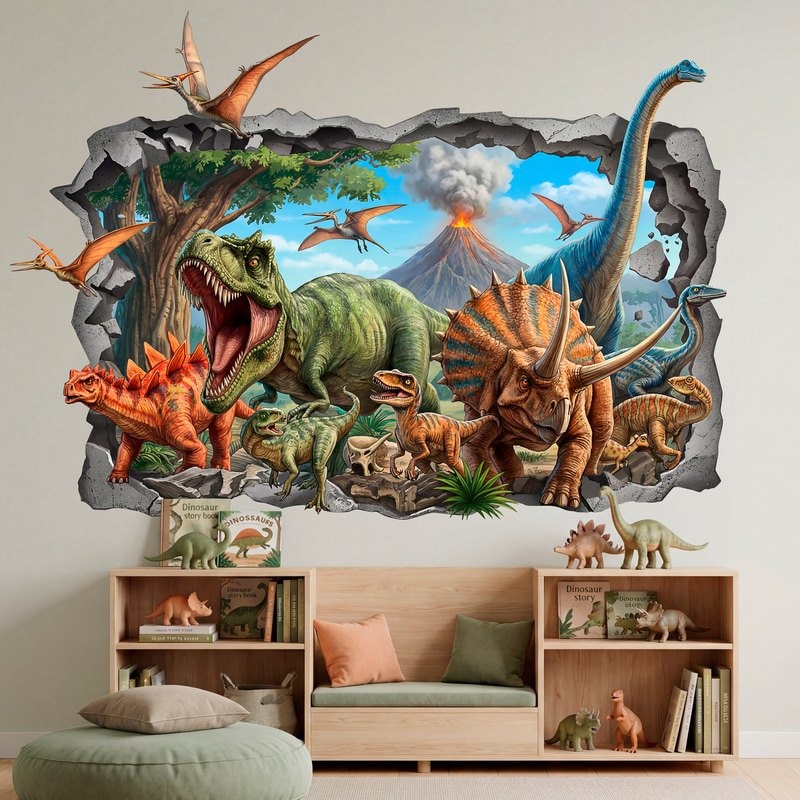 Sticker mural enfant dinosaures